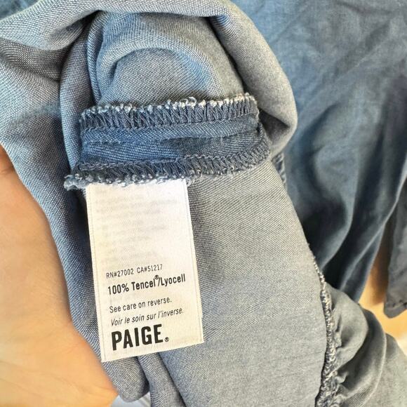 PAIGE NWOT Kendry Dress Juno Denim Chambray Size Small Long Sleeve Wrap Ruffles - Picture 9 of 11